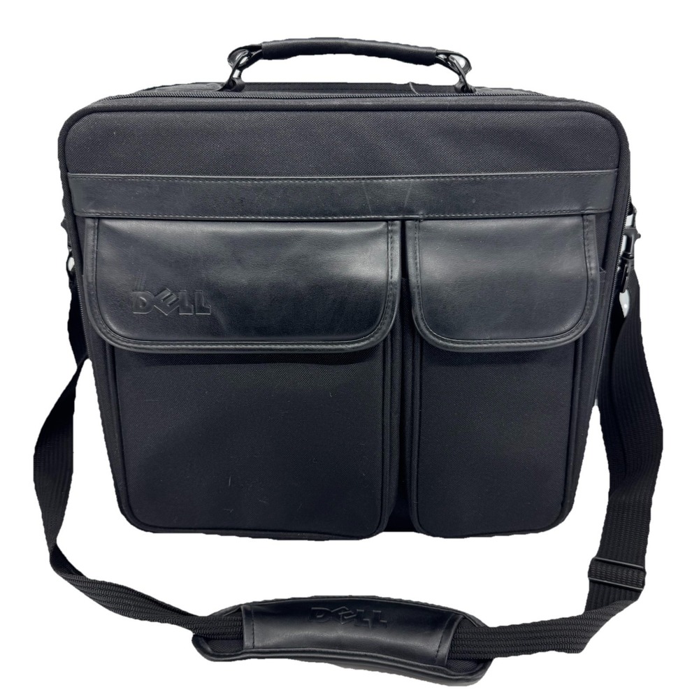 DELL Laptop Briefcase bag, Black Leather. Fits up to 14 inch Laptop Heavy‎ Duty
